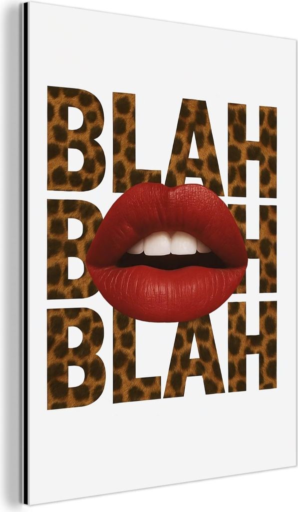 MuchoWow Wanddekoration Metall Metallbild Wandkunst 60x80 cm Lippen - Rot - Zitat MuchoWow Aluminium Gemälde - Wanddekoration Metall