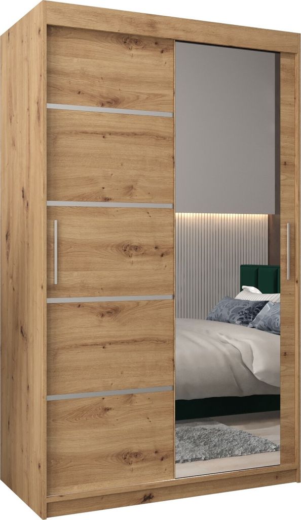 Kleiderschrank, Schiebetürenschrank Schlafzimmer, Schrank mit Spiegel VERONA 2 120 cm