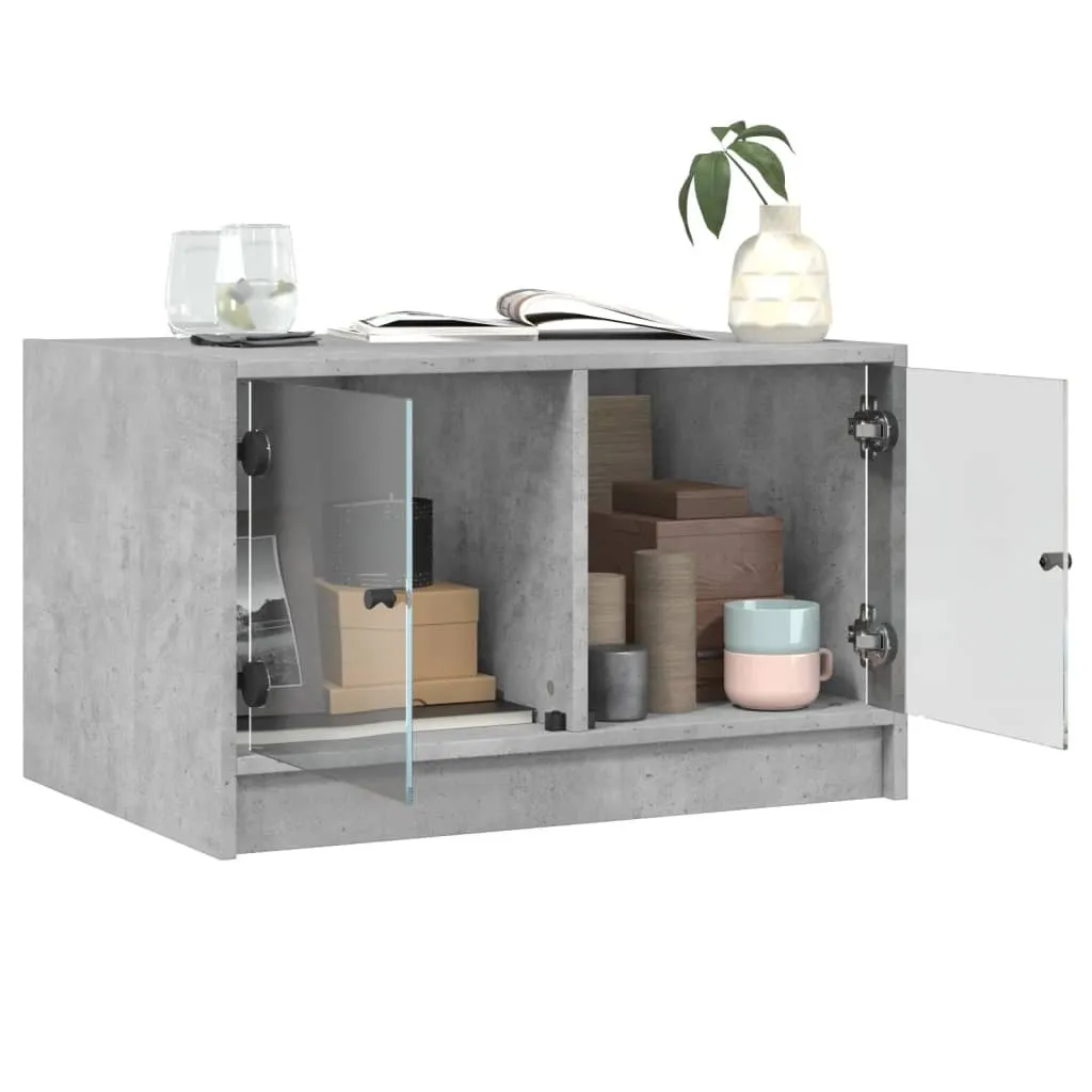 Tavolino Grigio Cemento con Ante in Vetro 68x50x42 cm | Design Moderno 2025 - 5