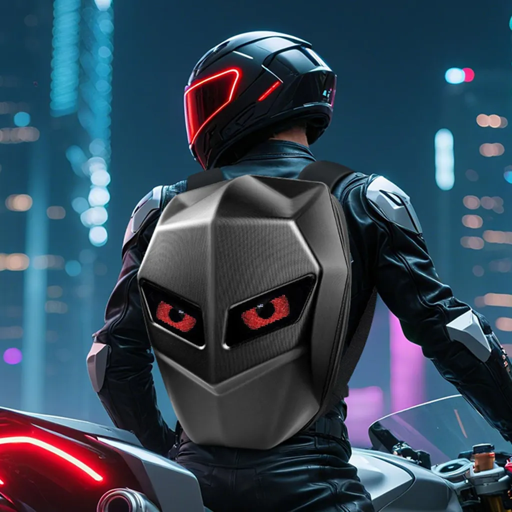 Sac à dos moto étanche à écran LED programmable et coque rigide - 20