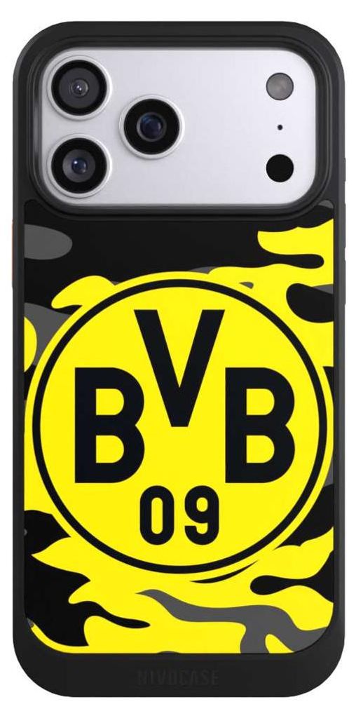 NIVOCASE Hülle für Apple iPhone 17 Pro Max Handyhülle NIVOcore Case Schwarz BVB Borussia Dortmund Fanartikel