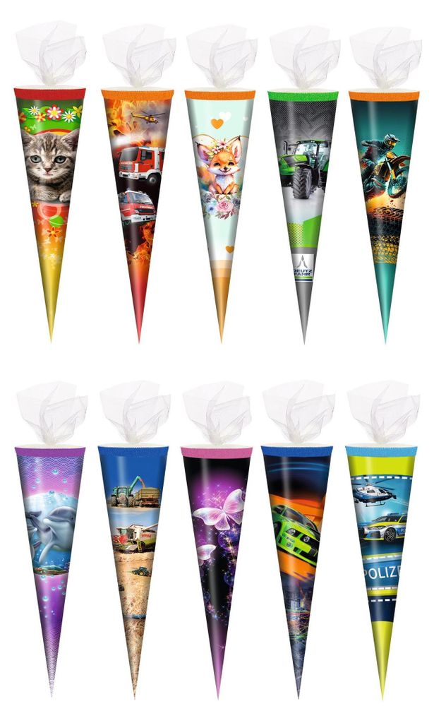 10x Schultüte / Zuckertüte / 35cm / mit Tüllverschluß / 10 Produktbild 