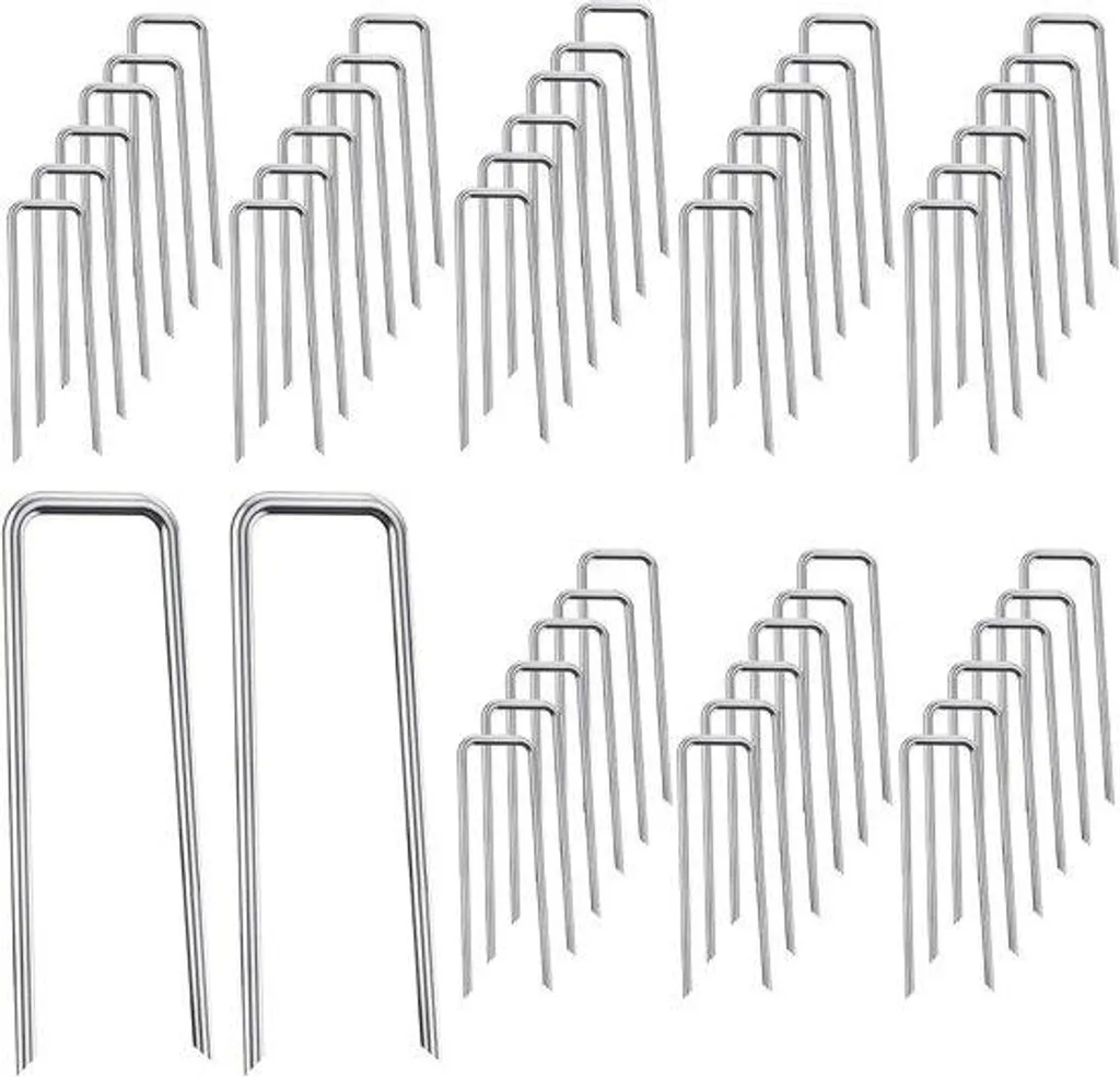 Agrafes de jardin en U pour gazon synthétique et toiles - Lot de 50 Inox