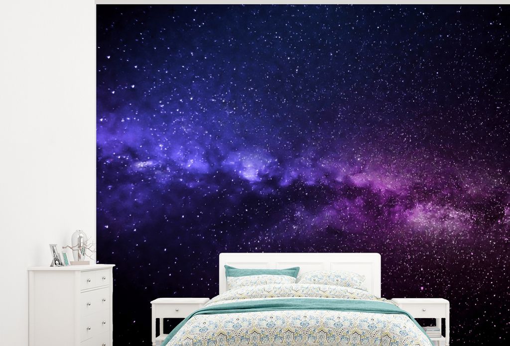 MuchoWow Fototapete für Wohnzimmer oder Schlafzimmer Wandtapete Vinyl Motivtapete Sternenhimmel - Nacht - Weltraum - 325x260 cm - Tapete