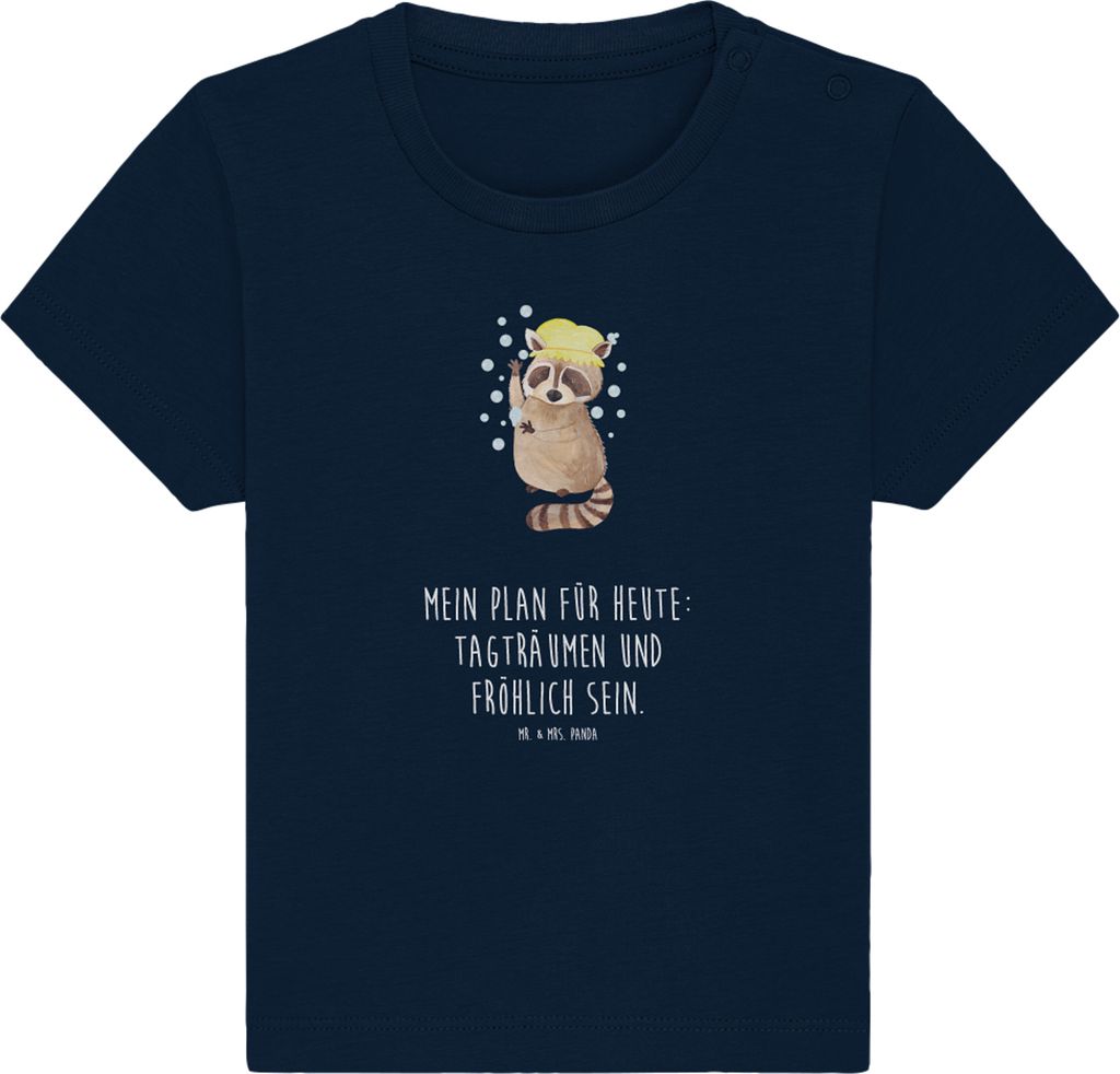 Mr. & Mrs. Panda Babyshirt Waschbär 0. - 6. Monat - French Navy - Geschenk, Kleinkind T-Shirt, Baby Top, Waschen, Baumwollshirt, , Plan, Tagträum...