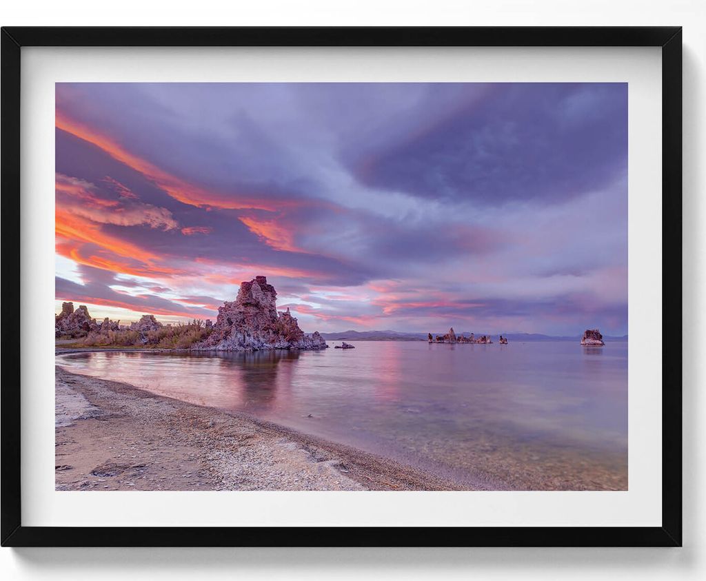 Sonnenaufgang am Mono Lake in Kalifornien– Wandbild mit Rahmen – Gerahmtes Bild – Wanddekoration – 80x60 cm – Schwarz Rahmen