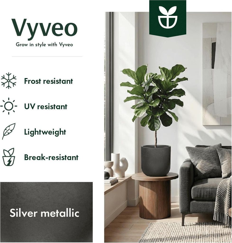 Vyveo - Blumentopf Orena - Silber metallic - 44x43 Produktbild 