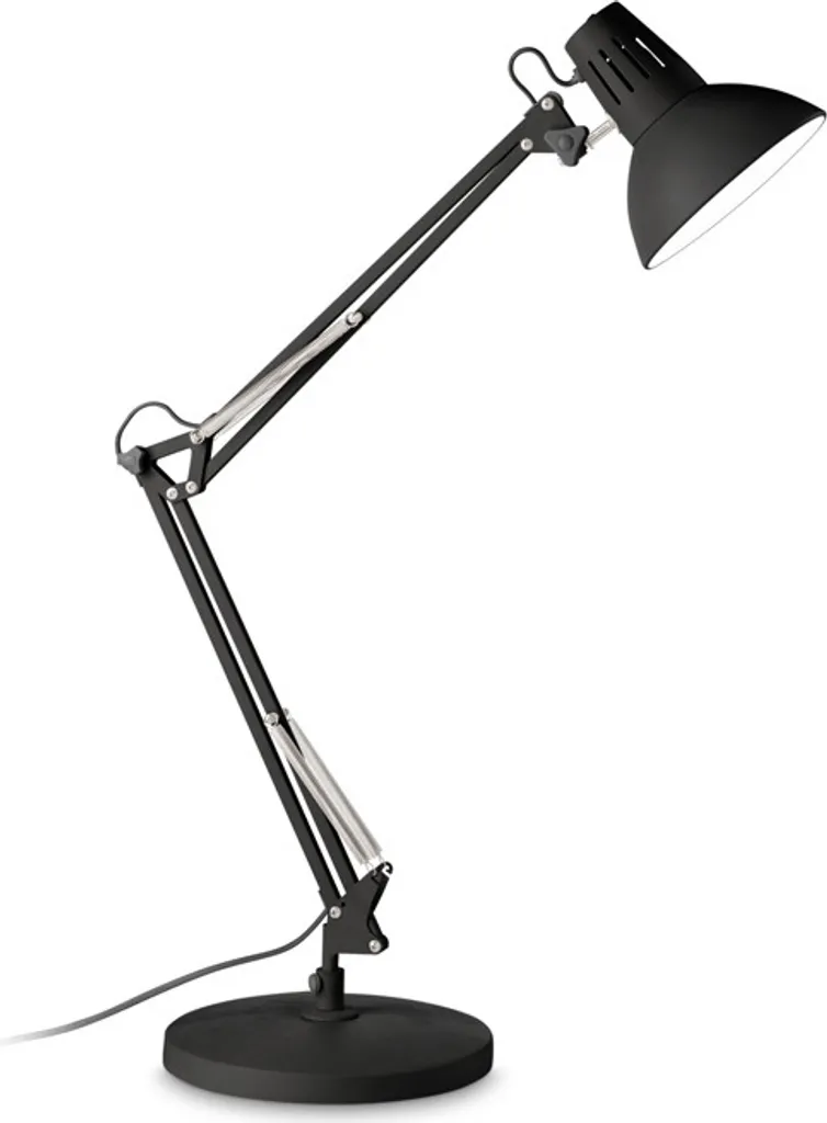 Lampada Scrivania Nera Wally E27 | Offerta Illuminazione Ufficio Metallo