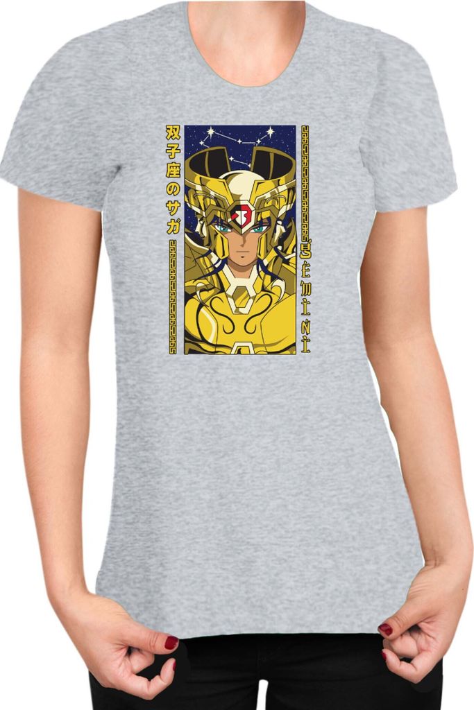 Damen T-Shirt Japan Anime Manga Saint Anime Seiya Gemini Gemini, Lady S / Grau
