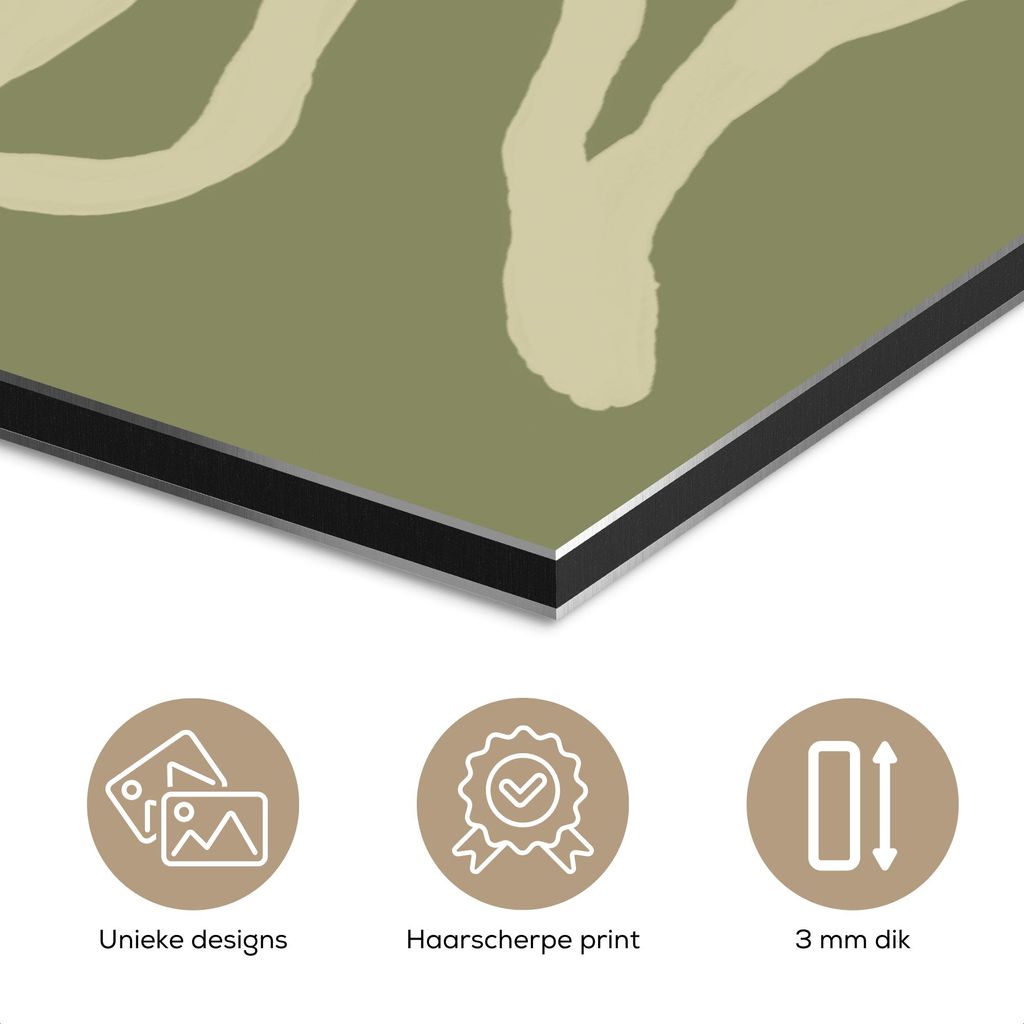 MuchoWow Wanddekoration Metall Metallbild Wandkunst 90x120 cm Grün - Abstrakte Kunst - Modern MuchoWow Aluminium Gemälde - Industrial