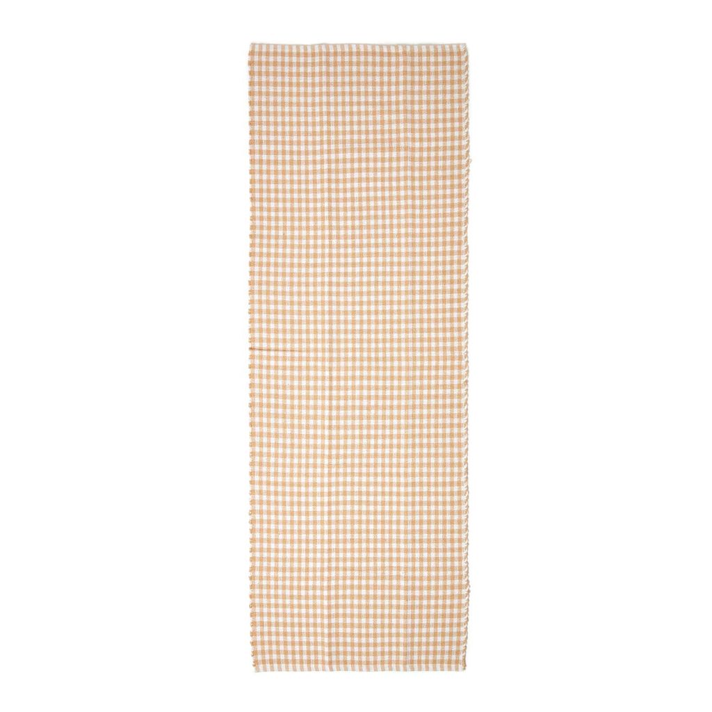 HOMESCAPES Baumwoll-Teppichläufer beige-weiß kariert - Produktbild 
