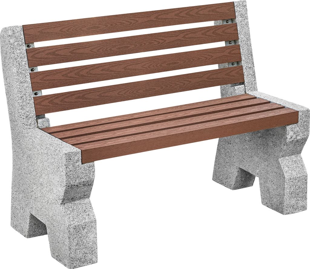 Dehner Gartenbank, 2-Sitzer, frostbeständig, 114 x 75 x 52 cm, Granit/WPC, grau/braun