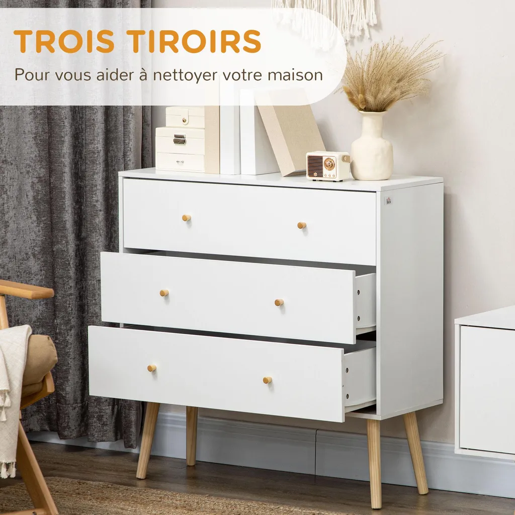 Commode de chambre blanche gain de place pour ranger le linge - 4