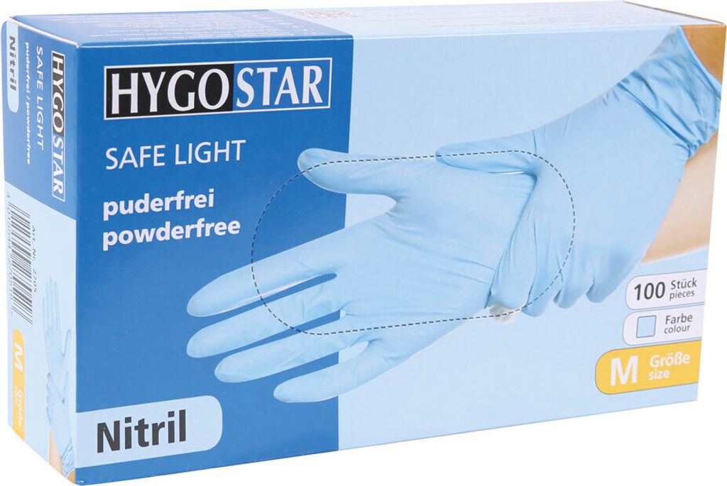 Gants en nitrile HYGOSTAR Safe Light, sans poudre, bleu, Image du produit 