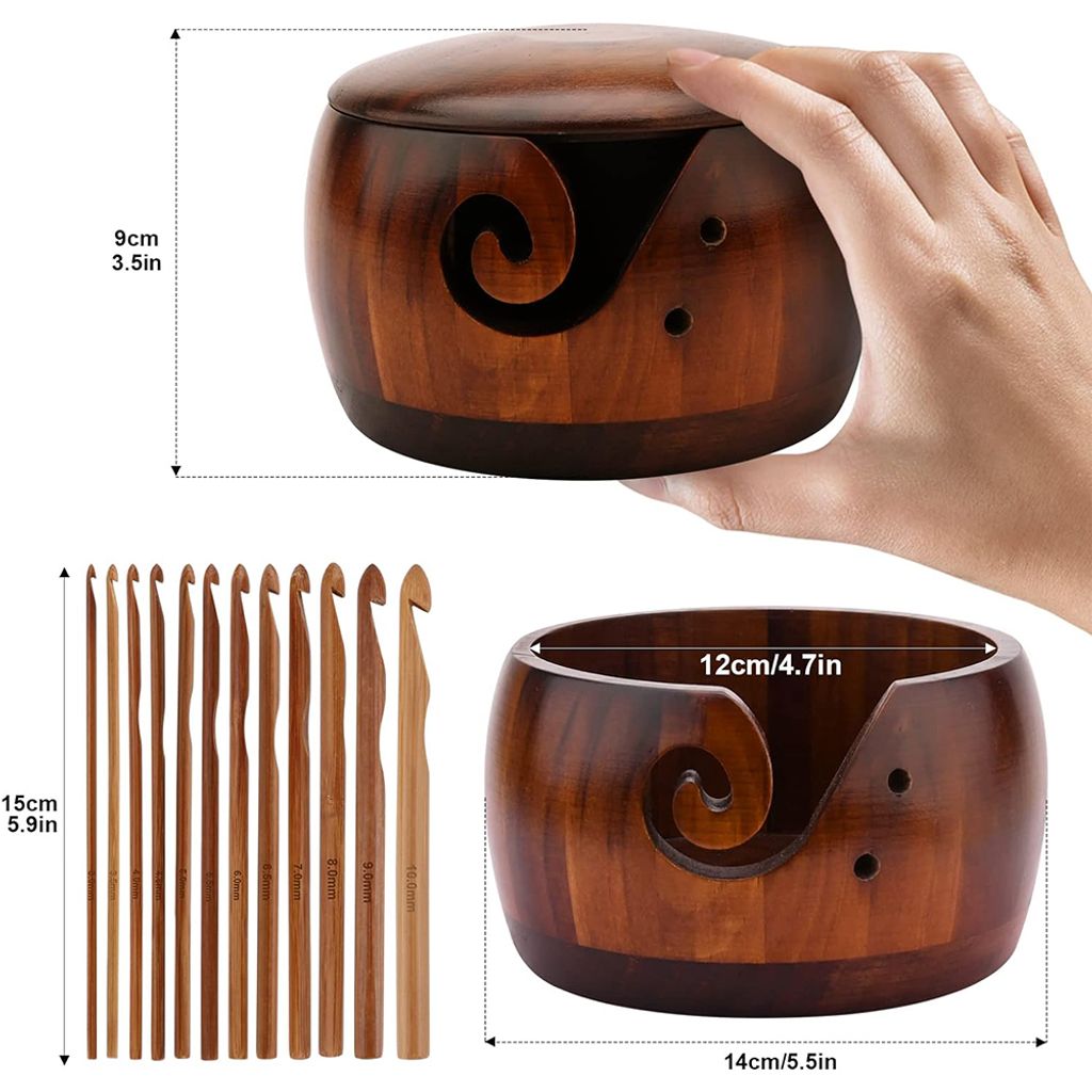 Meshen Strickschüssel Aus Holz, 15,2 Cm (6,3 Zoll) - Aufbewahrungsschüssel Für Garnkugeln