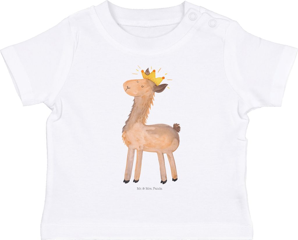 Mr. & Mrs. Panda  T-Shirt Lama König 0. - 6. Monat - Weiß - Produktbild 