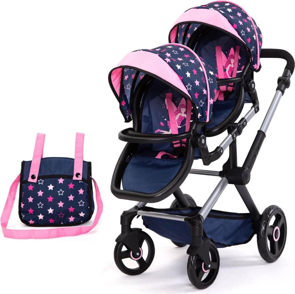 Carrozzina gemellare Xeo Twin blu/rosa con fata - Immagine del prodotto 