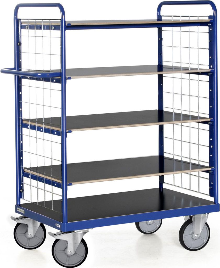 Bako Logistiksysteme Etagenwagen F600 mit 5 Ladeflächen und vergitterten Stirnwänden 1500mm hoch 1200x800mm