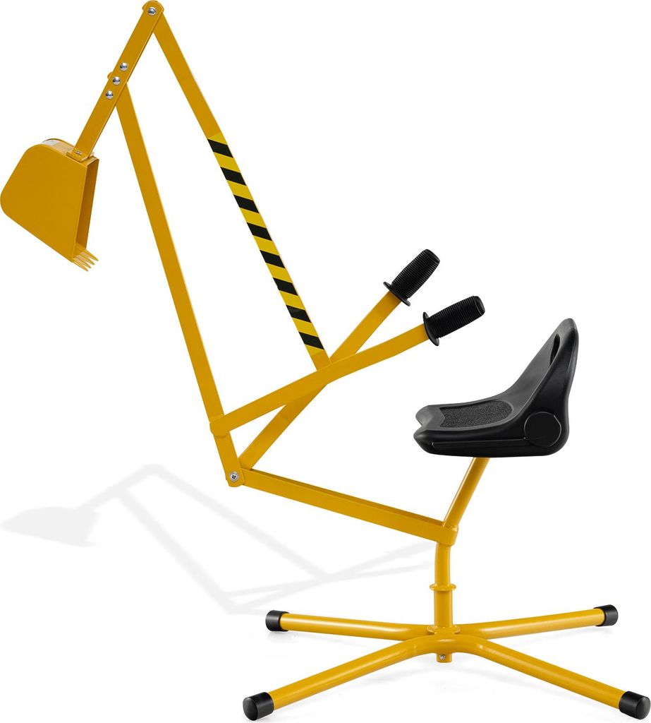 COSTWAY Sitzbagger 360° drehbar, 123x62x62 cm Riesenbagger Metall mit Schaufel&2-Hand Steuerung, Sandbagger Sandkasten Aufsitzbagger für Kinder 3...