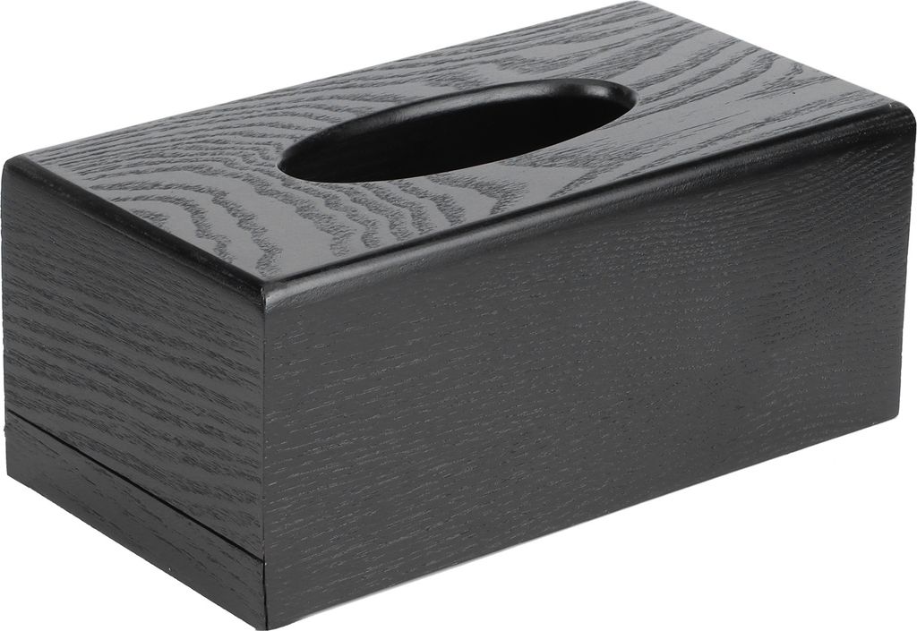 Schwarze Taschentuchbox aus Holz, Serviettenetui, eleganter Produktbild 