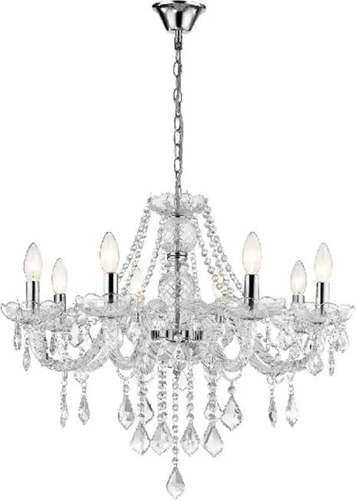 Lustre Cristallo Light Prestige 8xE14 100x66cm en Cristal et Chrome