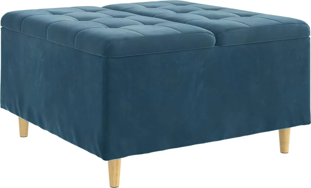 Pouf Poggiapiedi Velluto Blu vidaXL 80x80 cm | Seduta Morbida