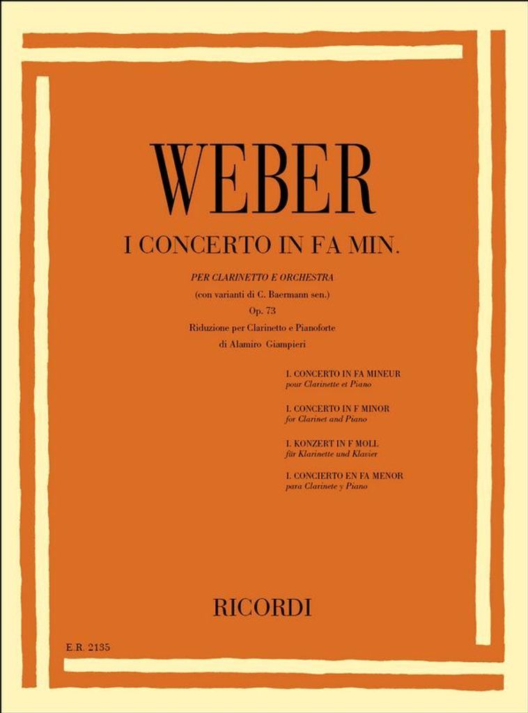 C.M. Weber Concerto N. 1 In Fa Min. Op. 73 Clarinet (2 Clarinets) and Piano