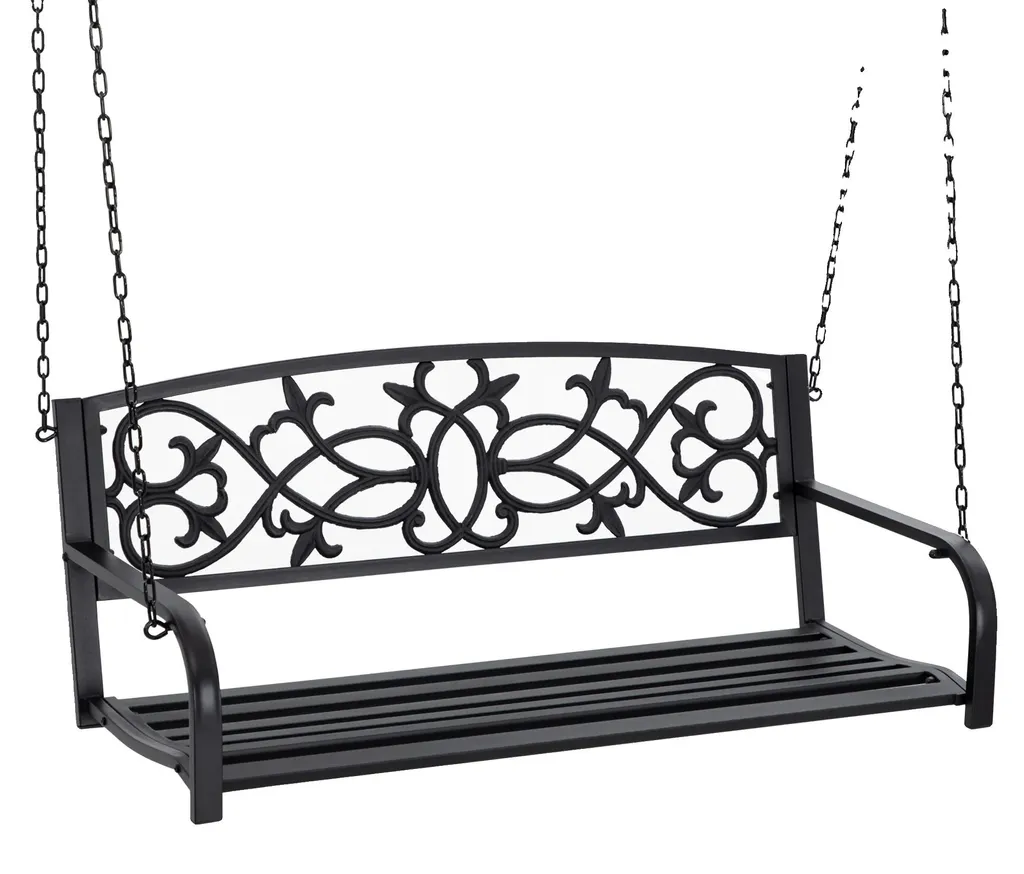 Banc à bascule en acier noir 2 places - Balancelle de jardin robuste