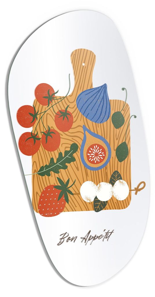 DEQORI Wandspiegel Organisch 53,9x89,6 cm 'Bunte Genussplatte' Spiegel Badspiegel Bad