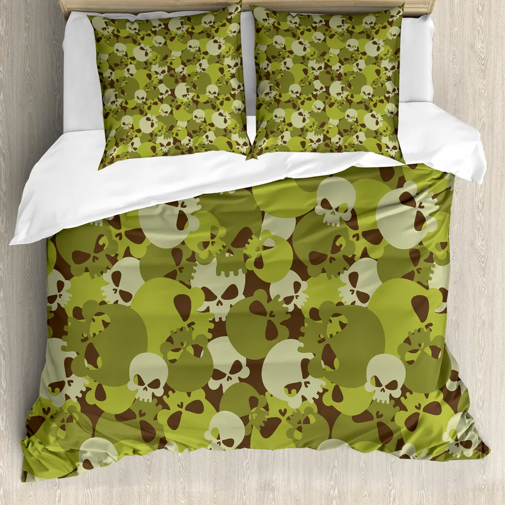 Copripiumino ABAKUHAUS Anallergico 155x220cm Camo Verde Beige