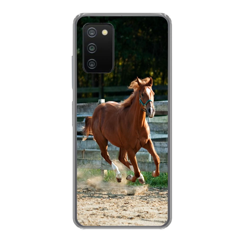 MuchoWow Handyhülle Schutzhülle Hülle für Samsung Galaxy A03s Pferd - Licht - Sand Silikon Softcase Handy Hülle - Schutz