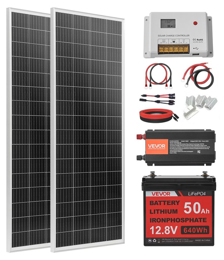 VEVOR 200W Zonnepanelenset, compleet systeem voor off-grid Productafbeelding 