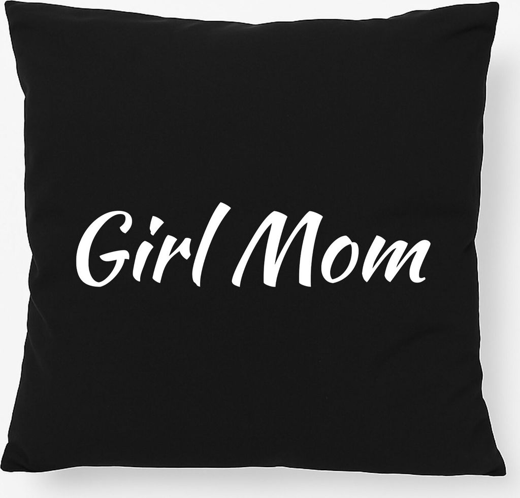 Huuraa Kissen Girl Mom Schriftzug 40x40cm mit Füllung Black Baumwolle Dekokissen Geschenkidee