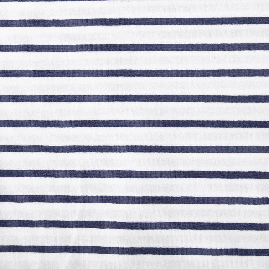 Jersey Stoff Baumwolljersey Streifen weiß marineblau 1,45m Breite