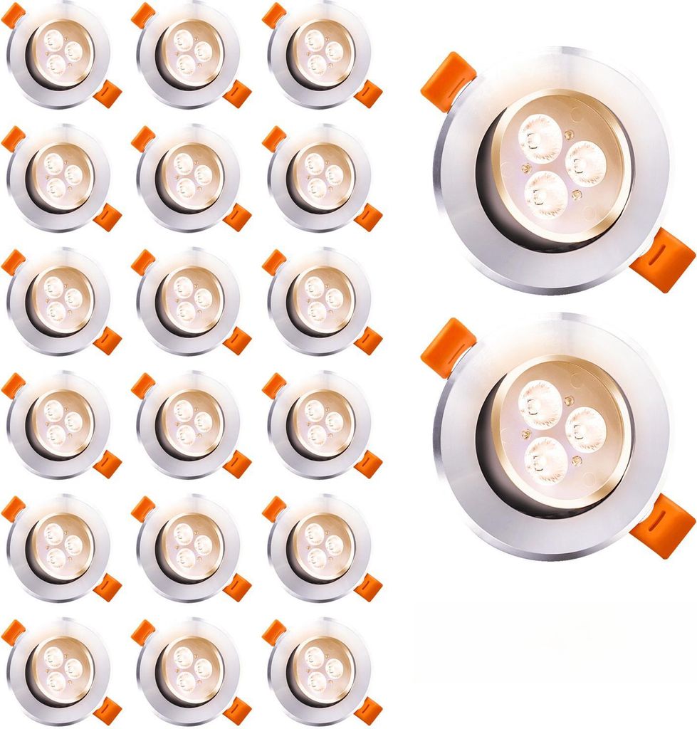 Bettizia 20x LED Einbauleuchte 3W schwenkbar Deckenstrahler Warmweiß 3200K 85mm 245LM für Küche Bad Wohnzimmer