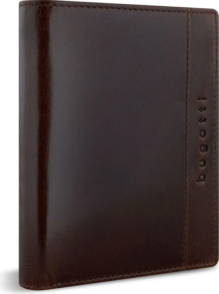 Bugatti Romano Wallet: Portafoglio in Pelle Marrone Scuro con Flap
