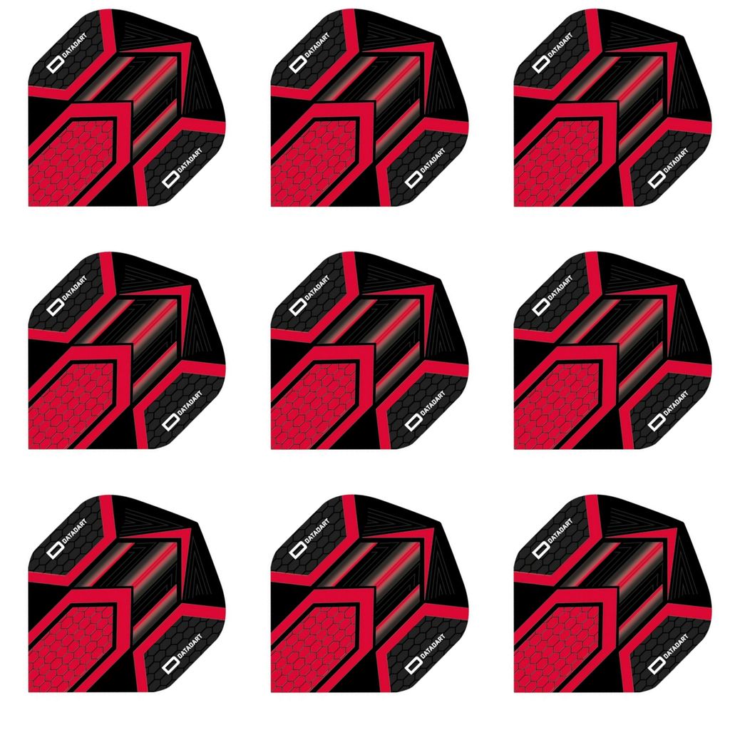 Datadart | HEX | Dart Flights | Standard | 100 Mikron | Rot | 3 Sets = 9 Stück