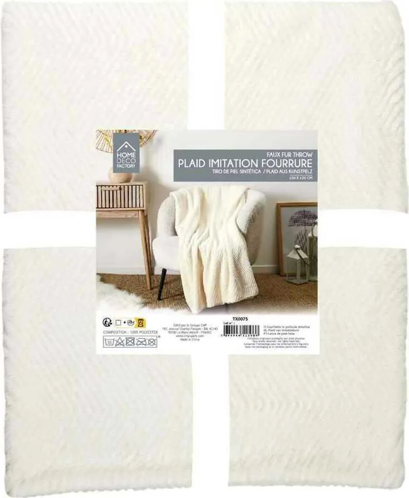 Couverture d'appoint blanche 120x150cm pour soirées canapé cosy