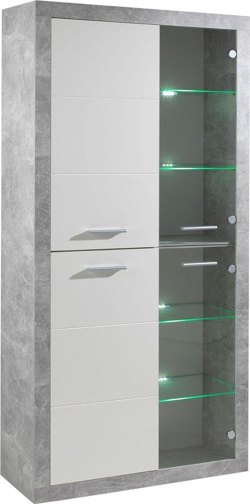 Vitrine Blanc brillantReproduction béton, 4 portes, Image du produit 