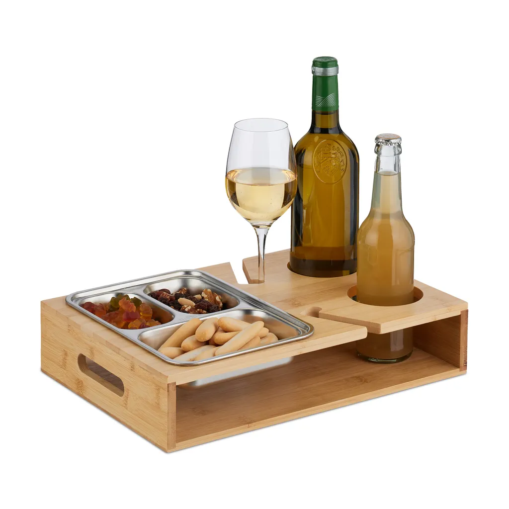 Support de boissons pour canapé et fauteuil avec bac en inox chic