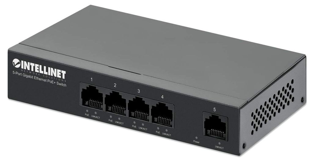 INTELLINET 5-Port Gigabit Ethernet PoE+ Switch 4x PSE PoE+