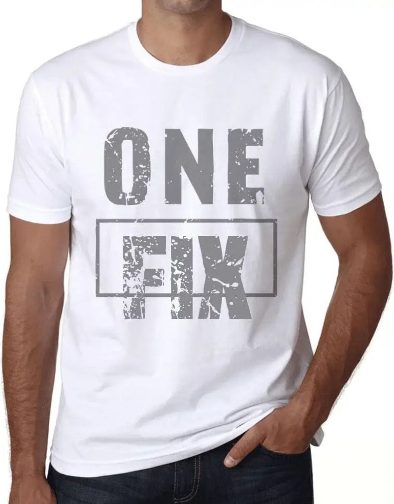 Herren Grafik T-Shirt Eine Lösung – One Fix – Öko-Verantwortlich Vintage Jahrgang Kurzarm Lustige Druck Geburtstag Geschenk Mann