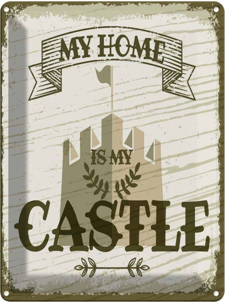vianmo Blechschild 40x30 cm My home is Castle Schloss Dekoration