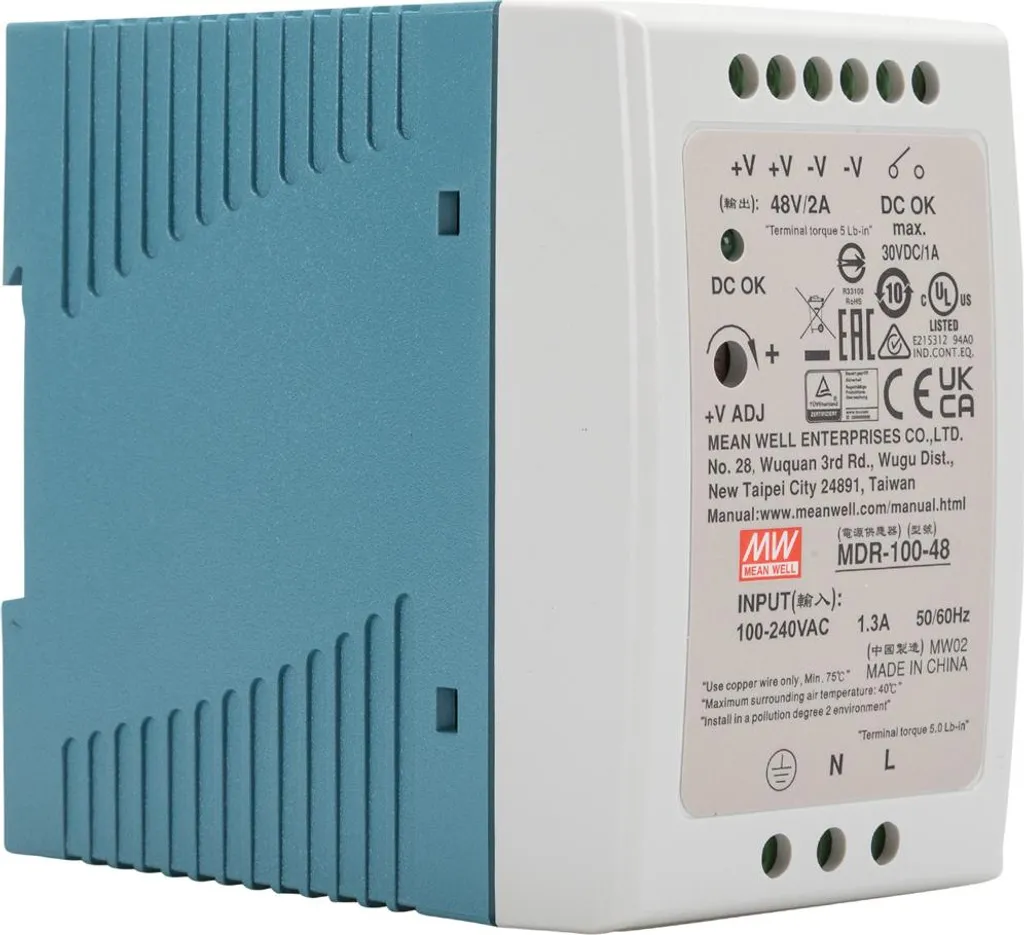 Alimentation 48V pour Domotique et Automatisme Mean Well MDR-100 96W 2A