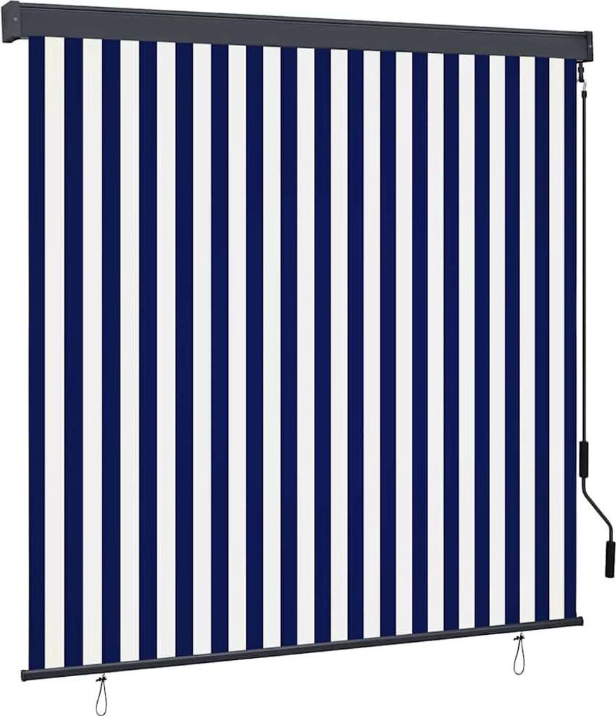 Rollo Gestreift Blau und Weiß 180 x 250 cm Stoff und Aluminium