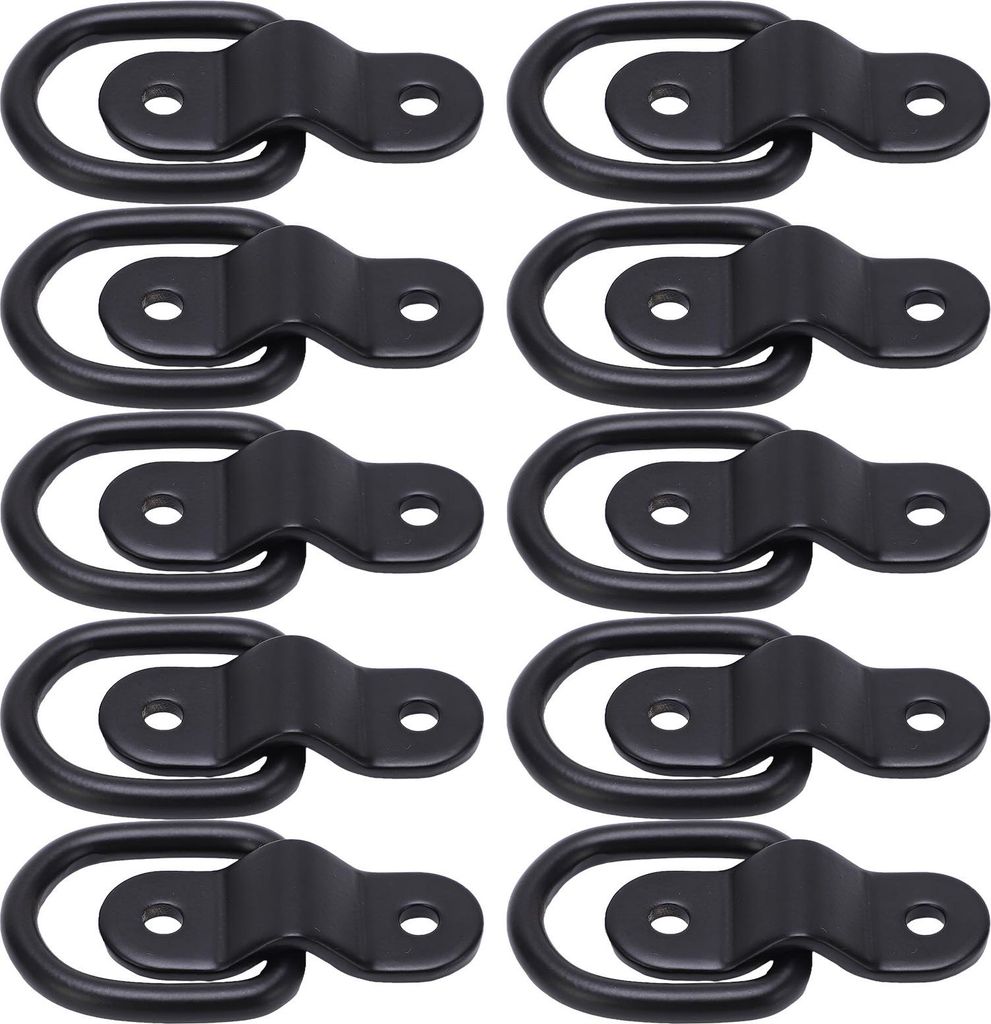 10 Sets Zurranker, multifunktionaler, hochfester D-Ring zur Oberflächenmontage für sicheres und sicheres Transportieren, Schwarz