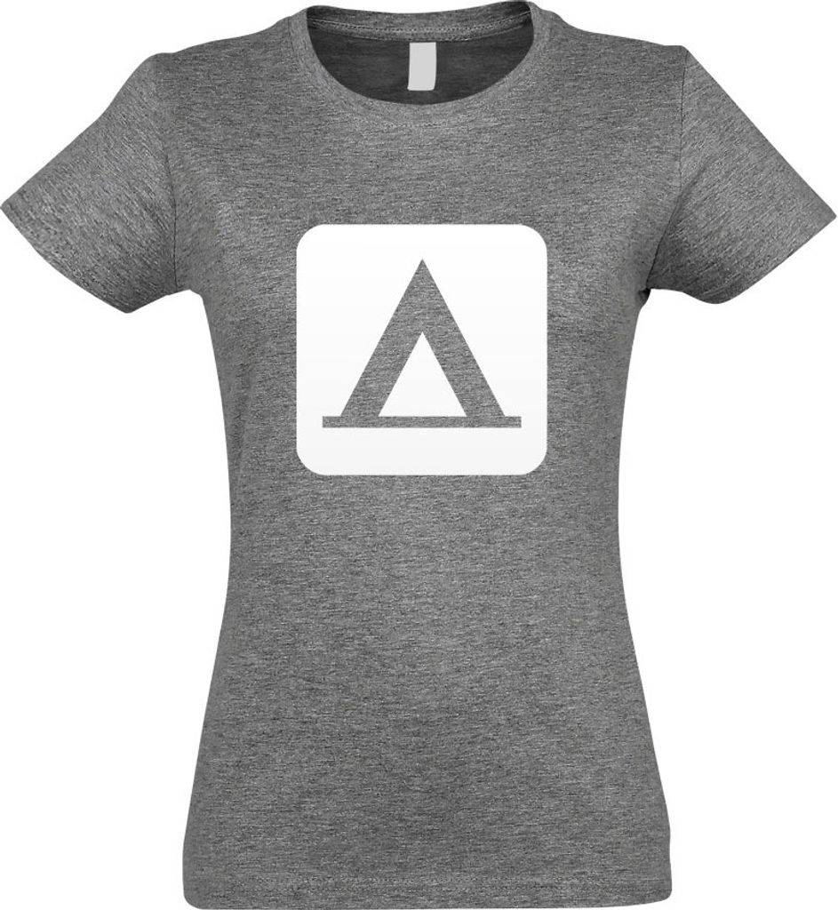 Kiwistar - T-Shirt tailliert - Damen - Graumeliert - Zelten Camping Piktogramme - mit Motiv Bedruckt - Funshirt Design - Sport - Freizeit - Damen - L