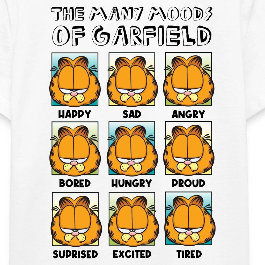 Spreadshirt Garfield Stimmungen Von Garfield Kacheln Teenager Premium T-Shirt, 158/164 (12 Jahre), Weiß