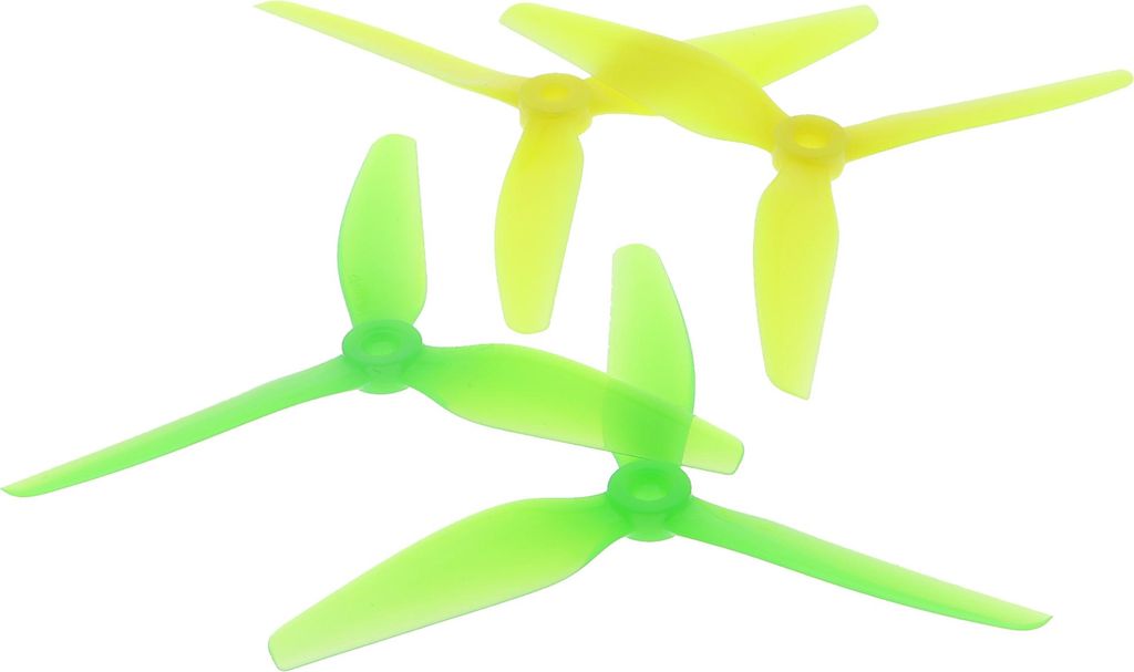 Propeller 5 Zoll, 3-Blatt, CW/CCW , gelb/grün - für RC-Drohnen 4Stk.