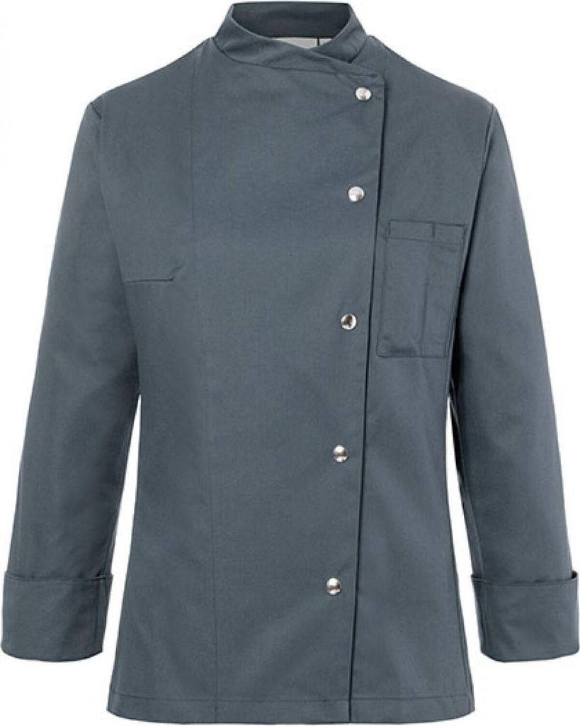 KARLOWSKY Damen Kochjacke Druckknöpfe Modern-Fit Anthrazit 48